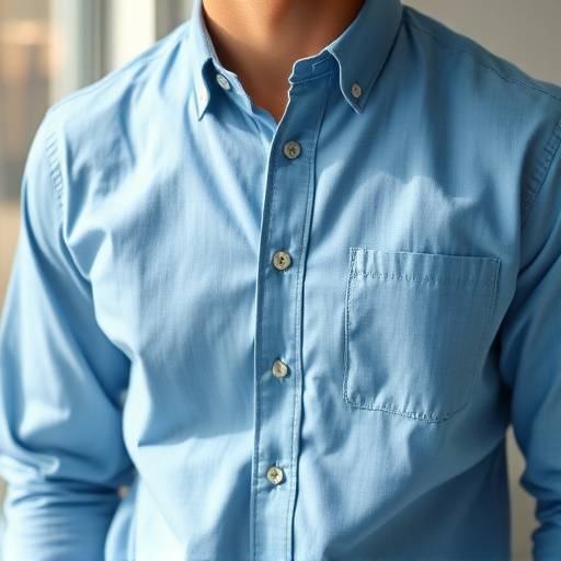 Camisa social azul de algodão