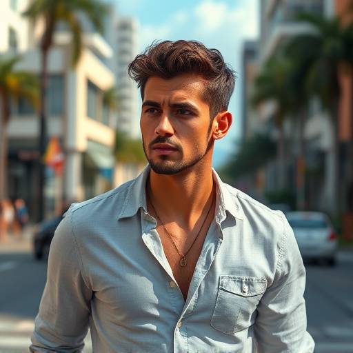 Homem vestindo uma camisa elegante no Rio de Janeiro